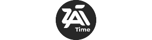 Изображение белых трех первых букв второго слова в названии кредитора Timezaim.kz, которые заключены в черный круг