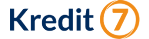 Надпись Kredit7, где слово выполнено в синем цвете, а цифра, находящаяся в круге, в оранжевом