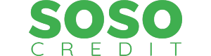 Логотип брокера Sosocredit.lv, выполненный маленькими буквами, с буквами «s» красного цвета и «o» черного цвета