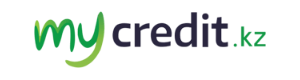 Надпись Mycredit, где первые две буквы разукрашены в зеленый цвет, а сама надпись черного цвета