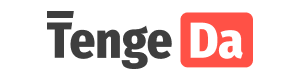 Массивное черное название компании Tengeda, где буквы второй части разукрашены в белый цвет и находятся в красном квадрате