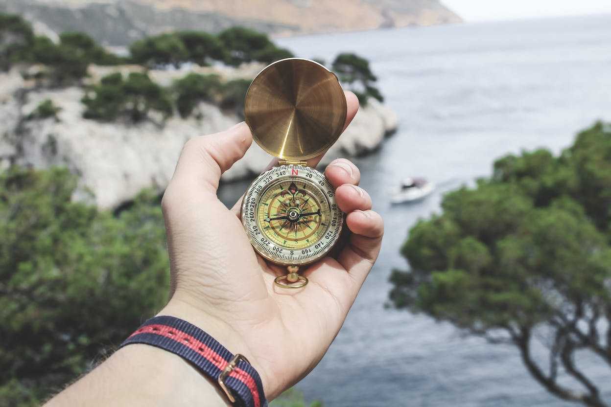 compass in hand